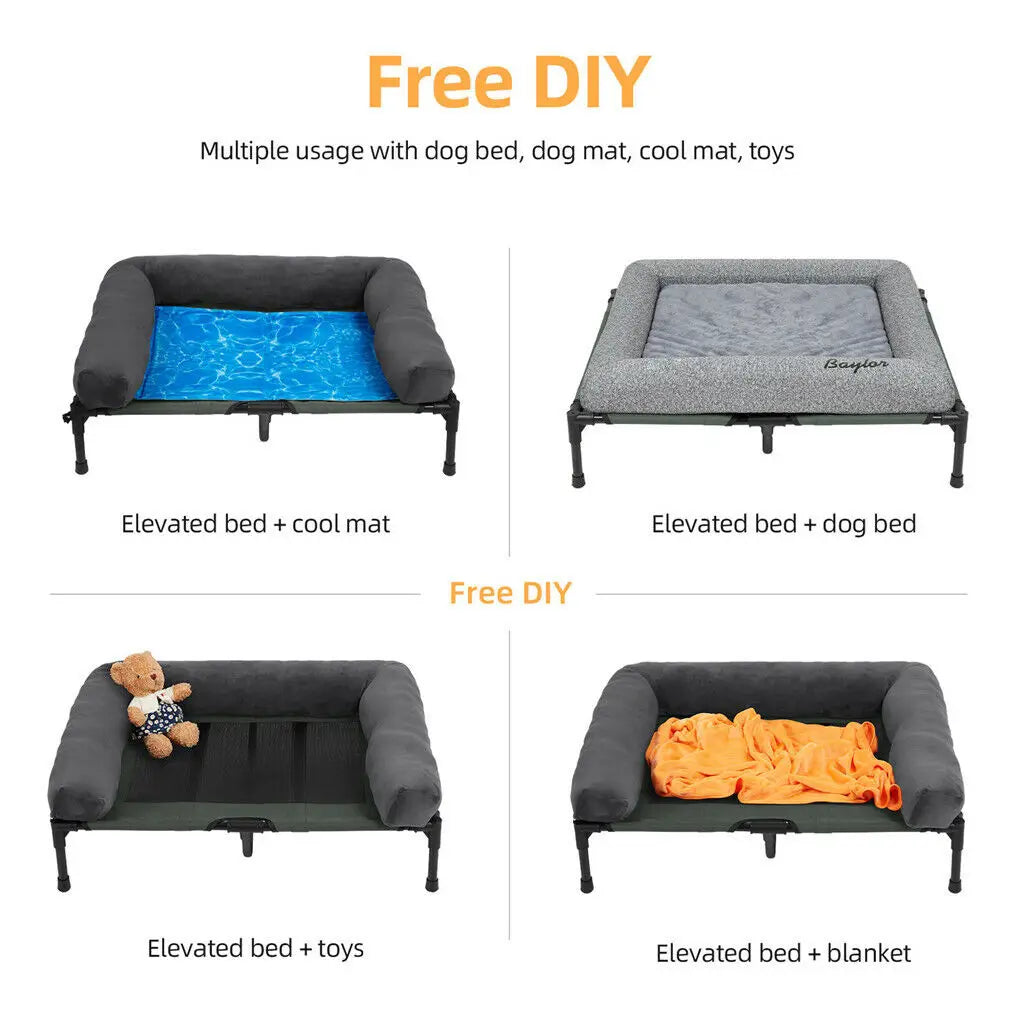 BINGOPAW Elevated Pet Lounger Bed With Detachable Bolster Cooling