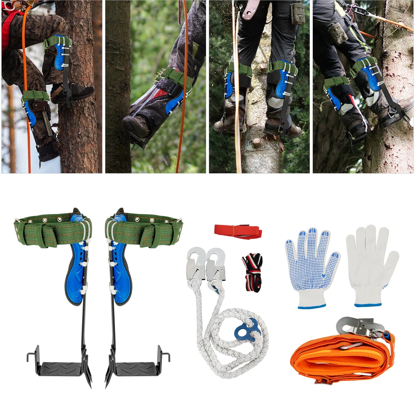 Tree Climbing Spikes Kit With Safety Belt Harness 220lb