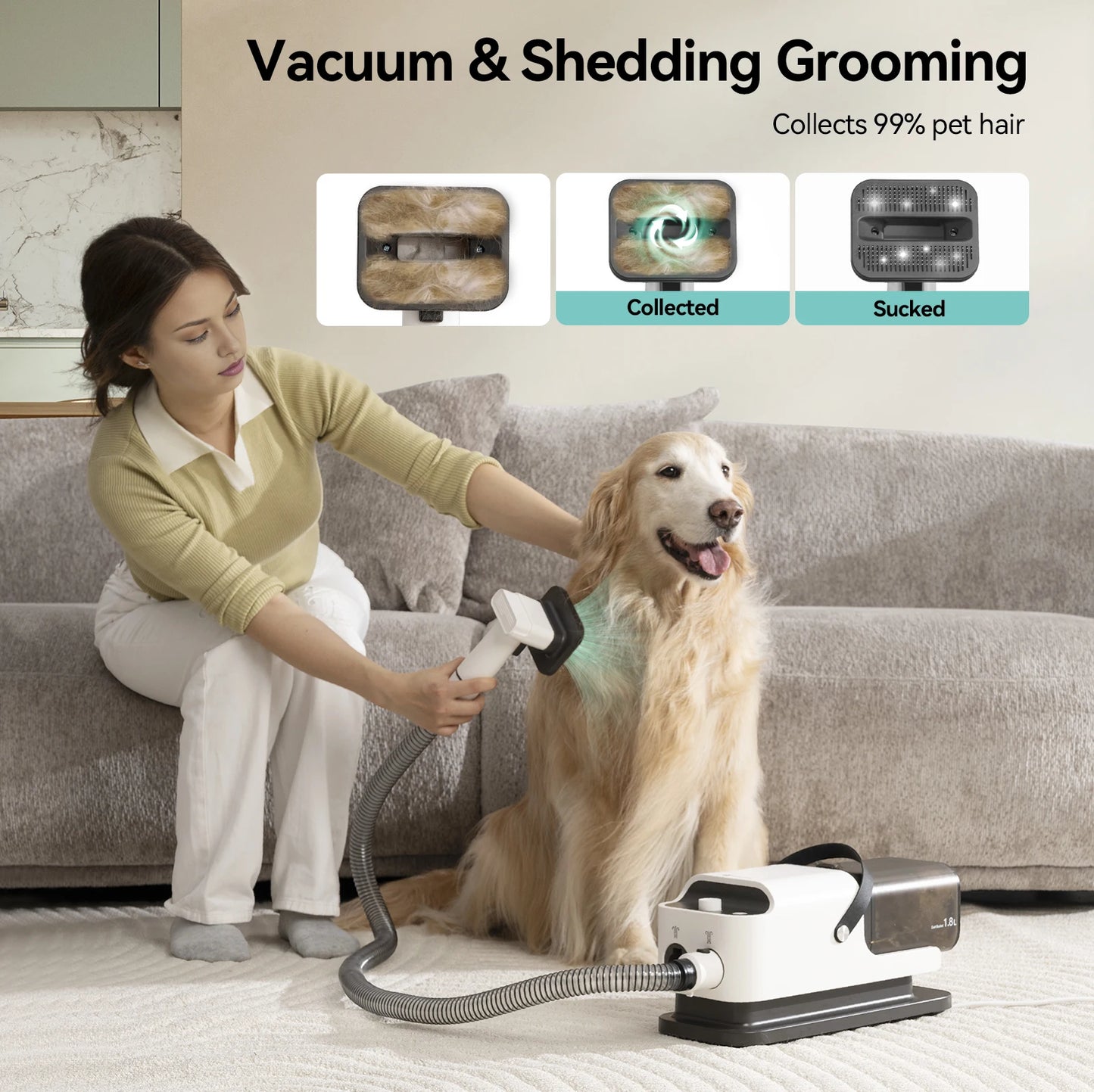 P1 Pet Grooming Vacuum And Premium Hair Dryer Kit Set