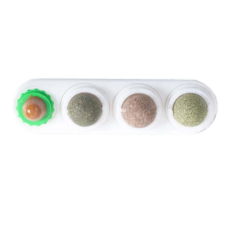 Rotating Catnip Silver Vine Ball Toy Wall Stick On