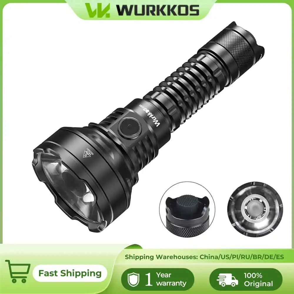 Wurkkos TD01C Tactical Flashlight, USB Rechargeable, 1800 Lumens, Ultra-Long-Range, Ideal for Outdoor Fishing, Tail Switch