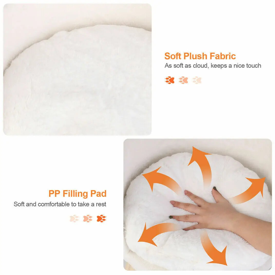 Luxury Soft Cat Bed With Plush Fabric Washable Nesting Bed