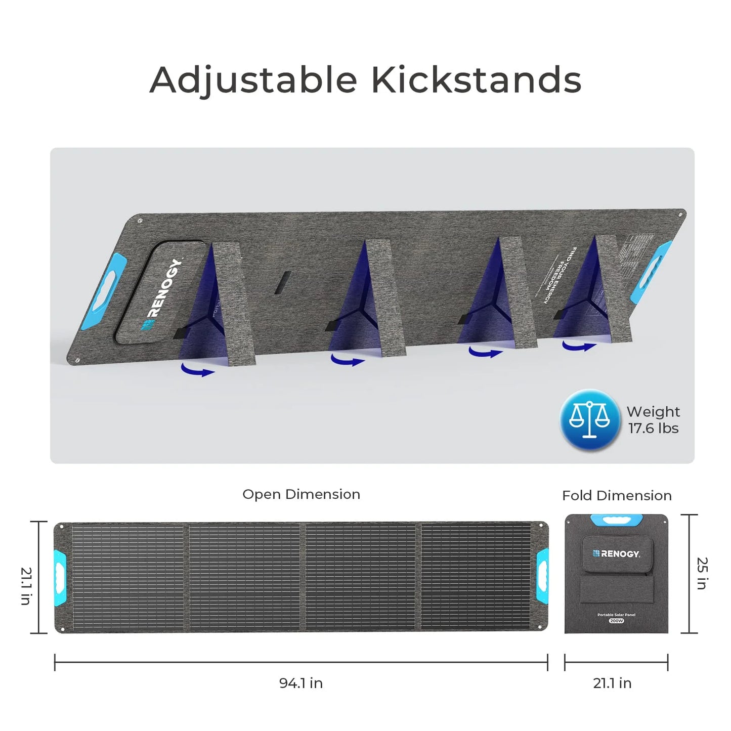 Renogy 200W Portable Solar Panel for RV Camping Power Backup