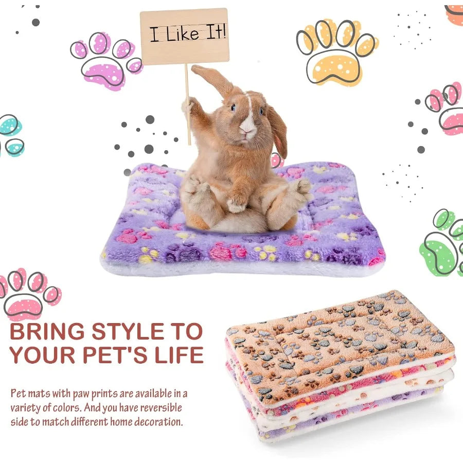 8 Pcs Reversible Fleece Bed Mat for Small Indoor Pets Including Guinea Pigs Cats and Dogs Warm Washable Soft Cushion for Kennel