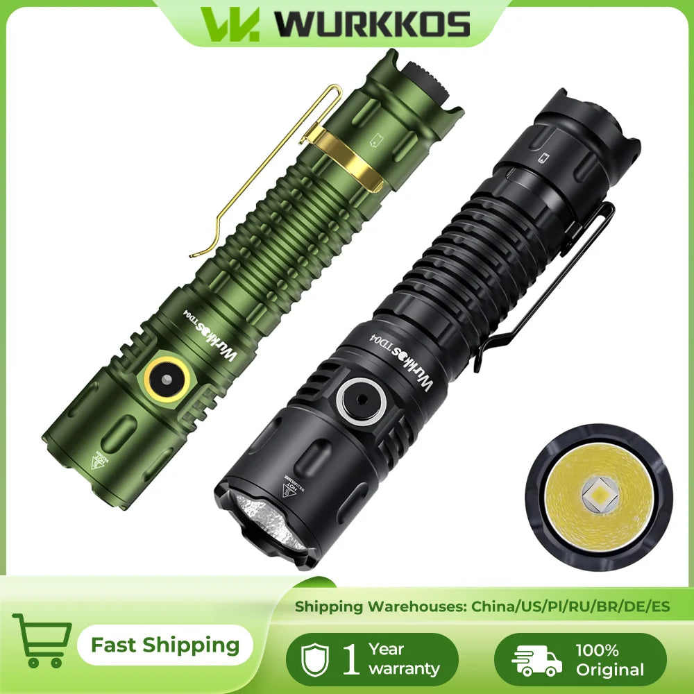 Wurkkos TD04 21700 USB C Rechargeable Dual Mode Tactical Flashlight