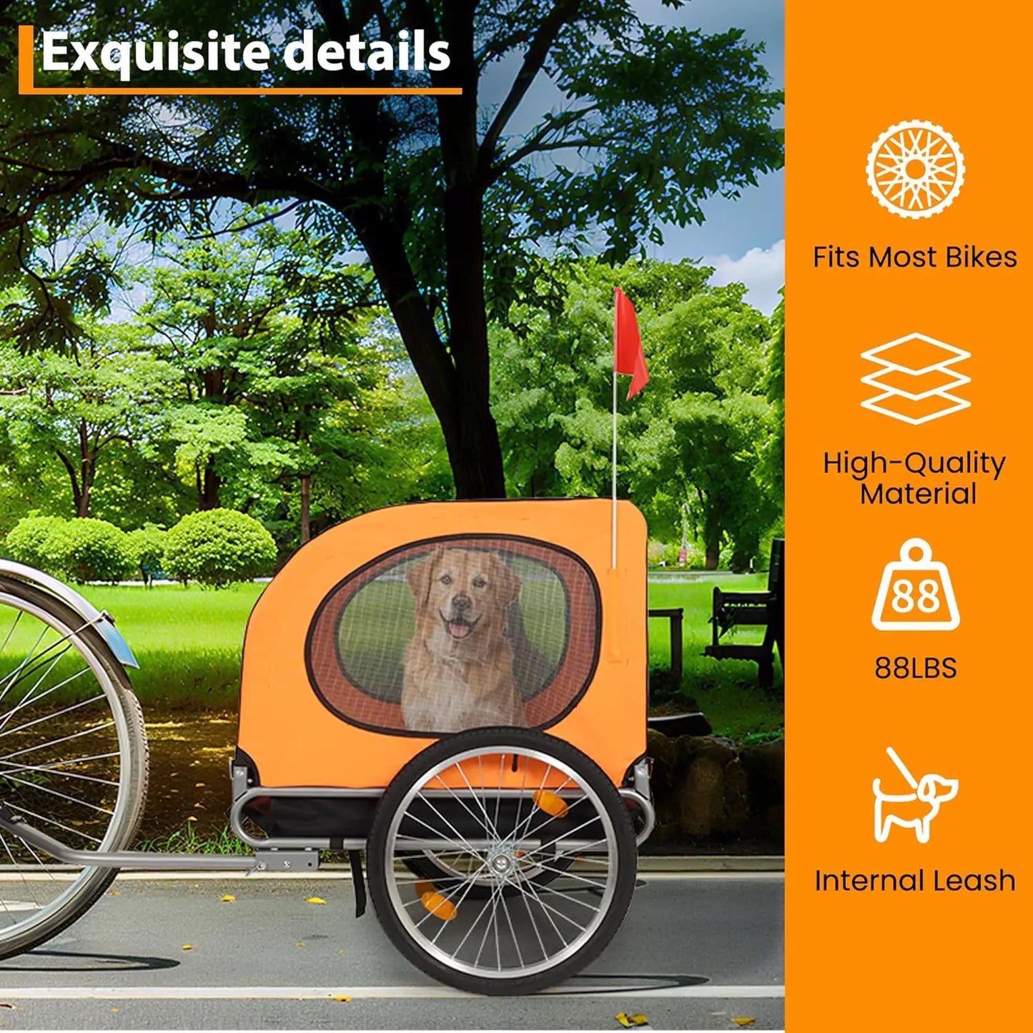TWISTER.CK Large Dog Bike Trailer 88Lbs Capacity Foldable Carrier
