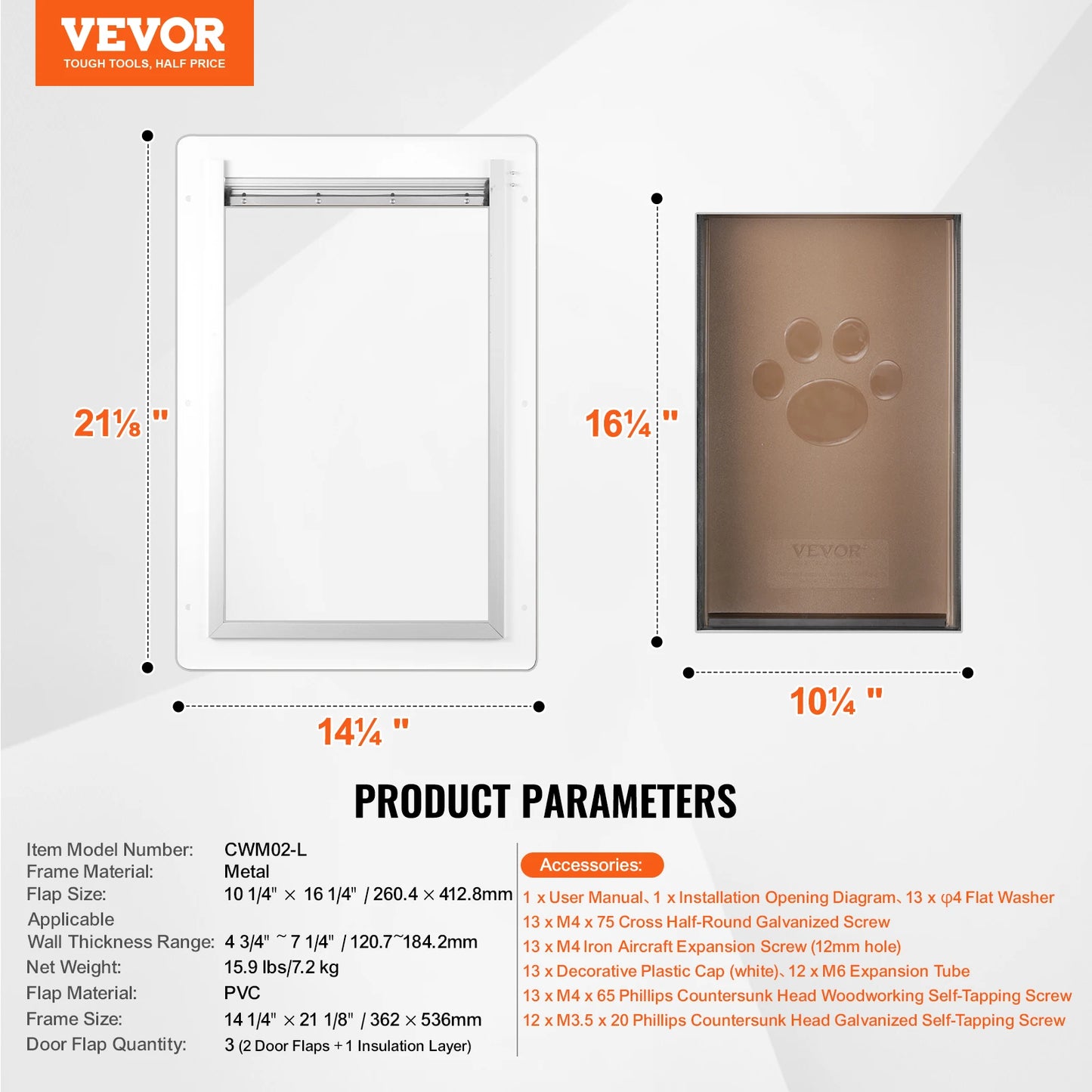 Pet Door With Metal Frame Lock System Three Flap Weatherproof