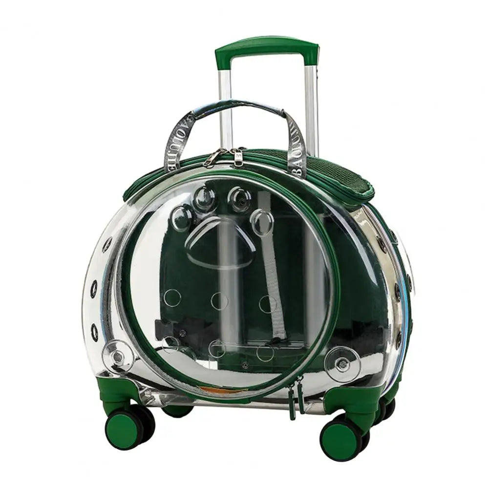 Pet Trolley Carrier Backpack With Clear Ventilation Holes Silent Wheels