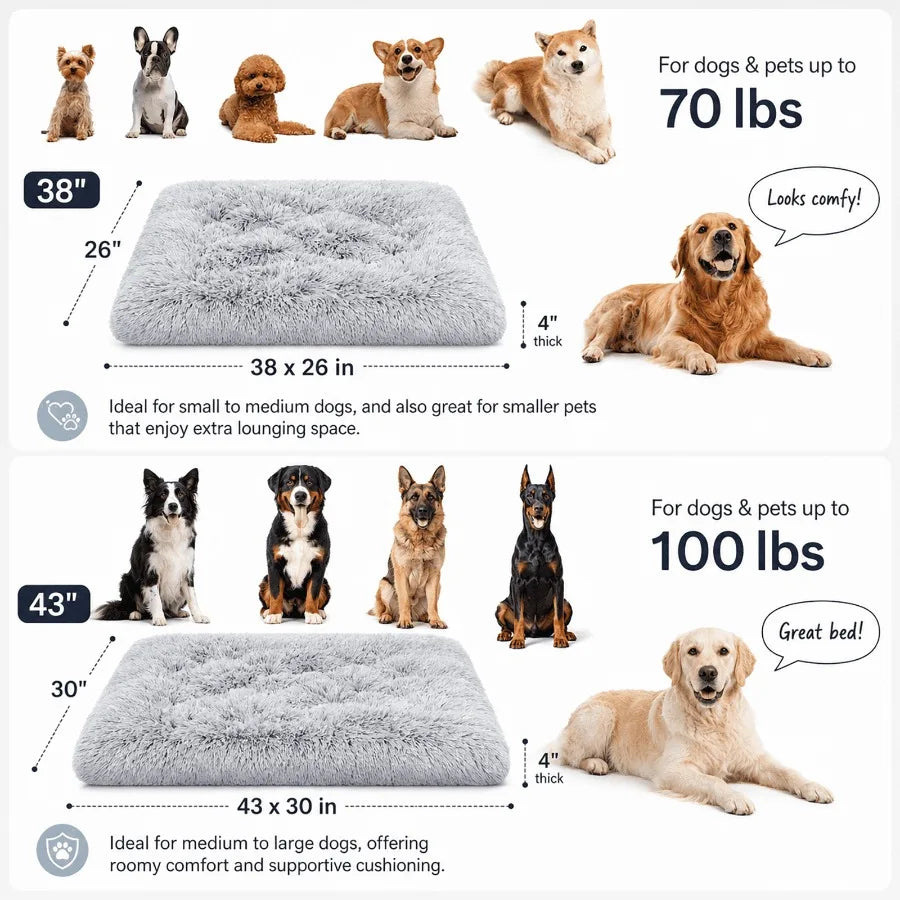 Washable Plush Dog Bed With Non Slip Bottom And Support