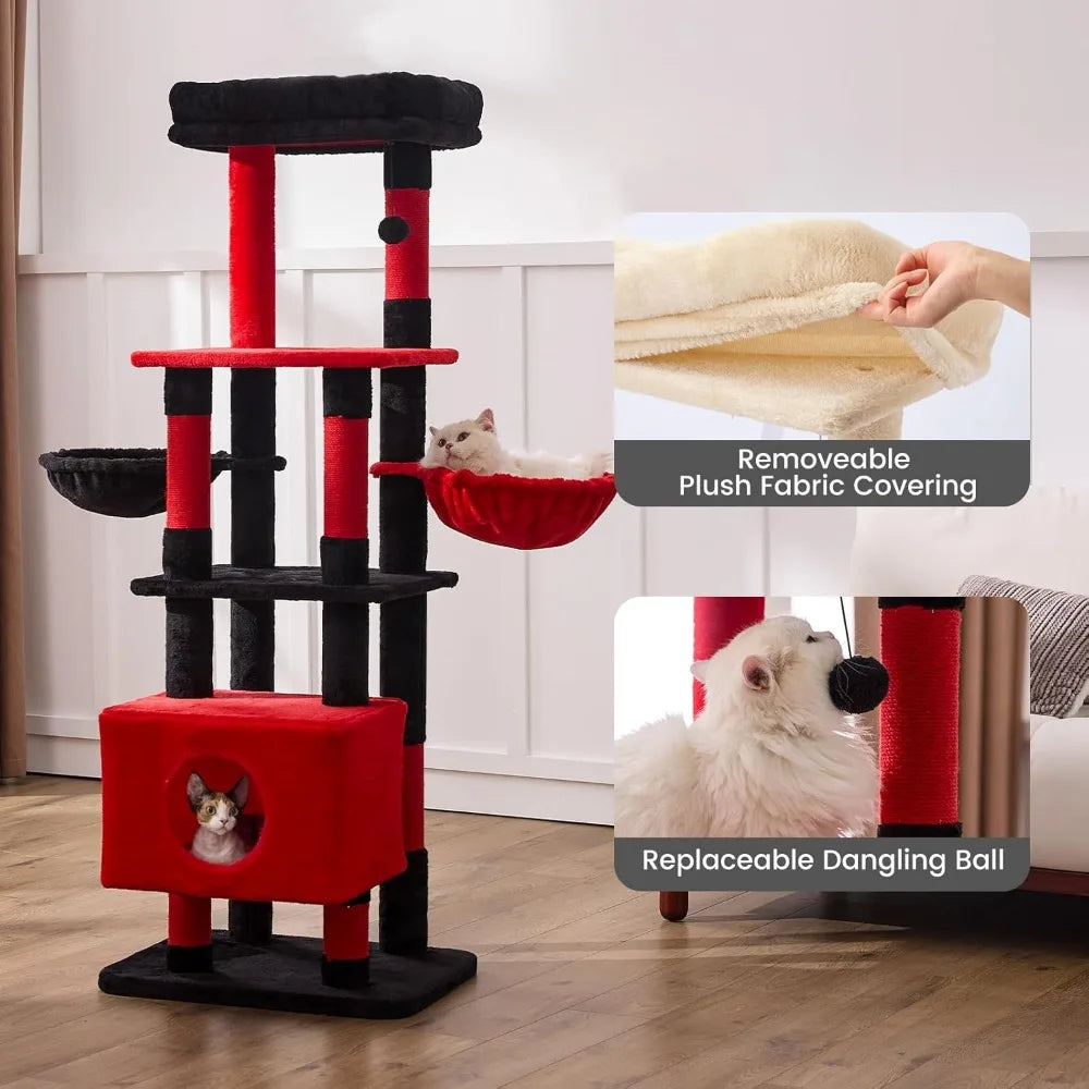 NBVCX Heavy Duty Cat Tree Tower With Hammock Sisal Scratching Post