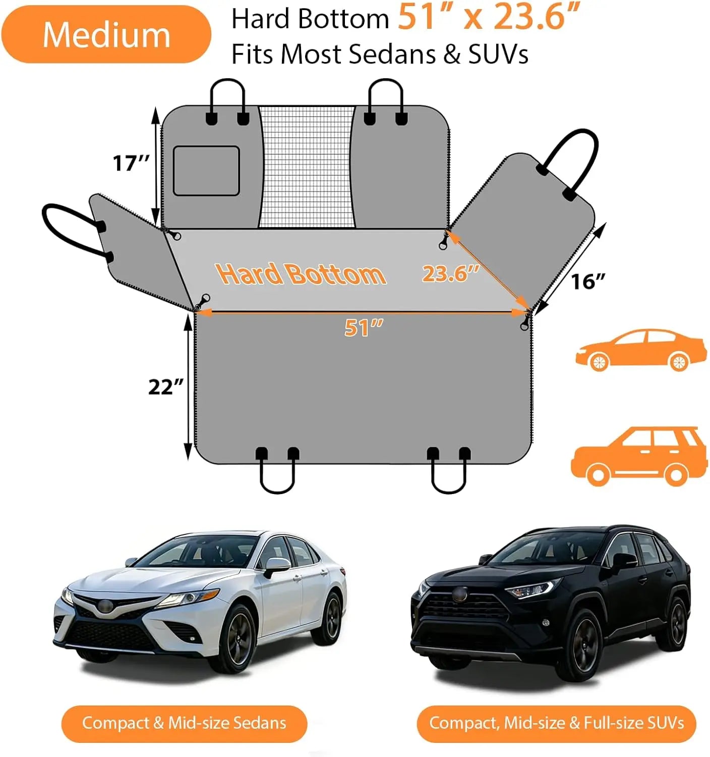 Dog Car Seat Cover With Mesh Window And Hard Bottom