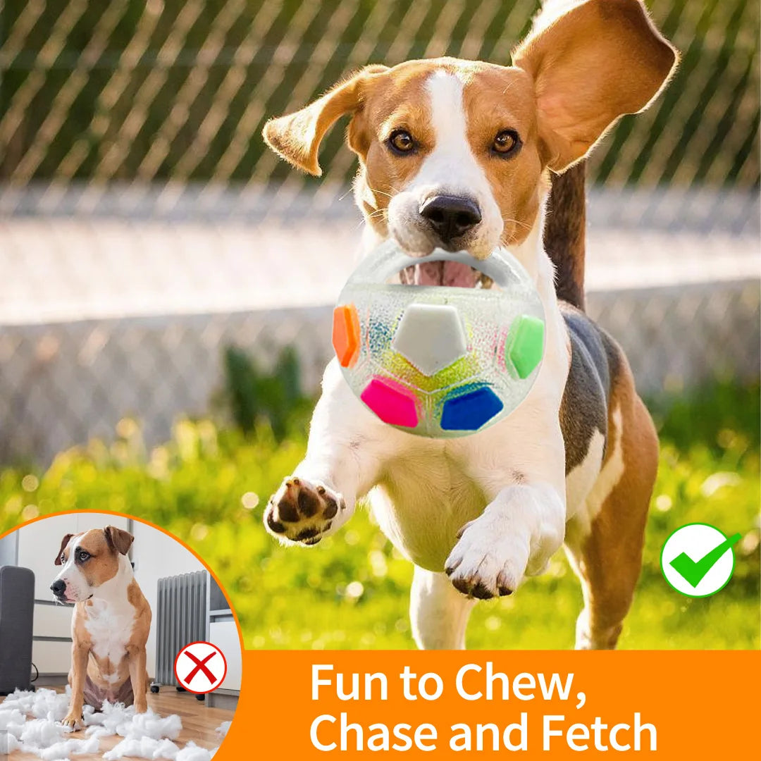 Football Tennis Ball Dog Toy With Squeak Rubber Teether