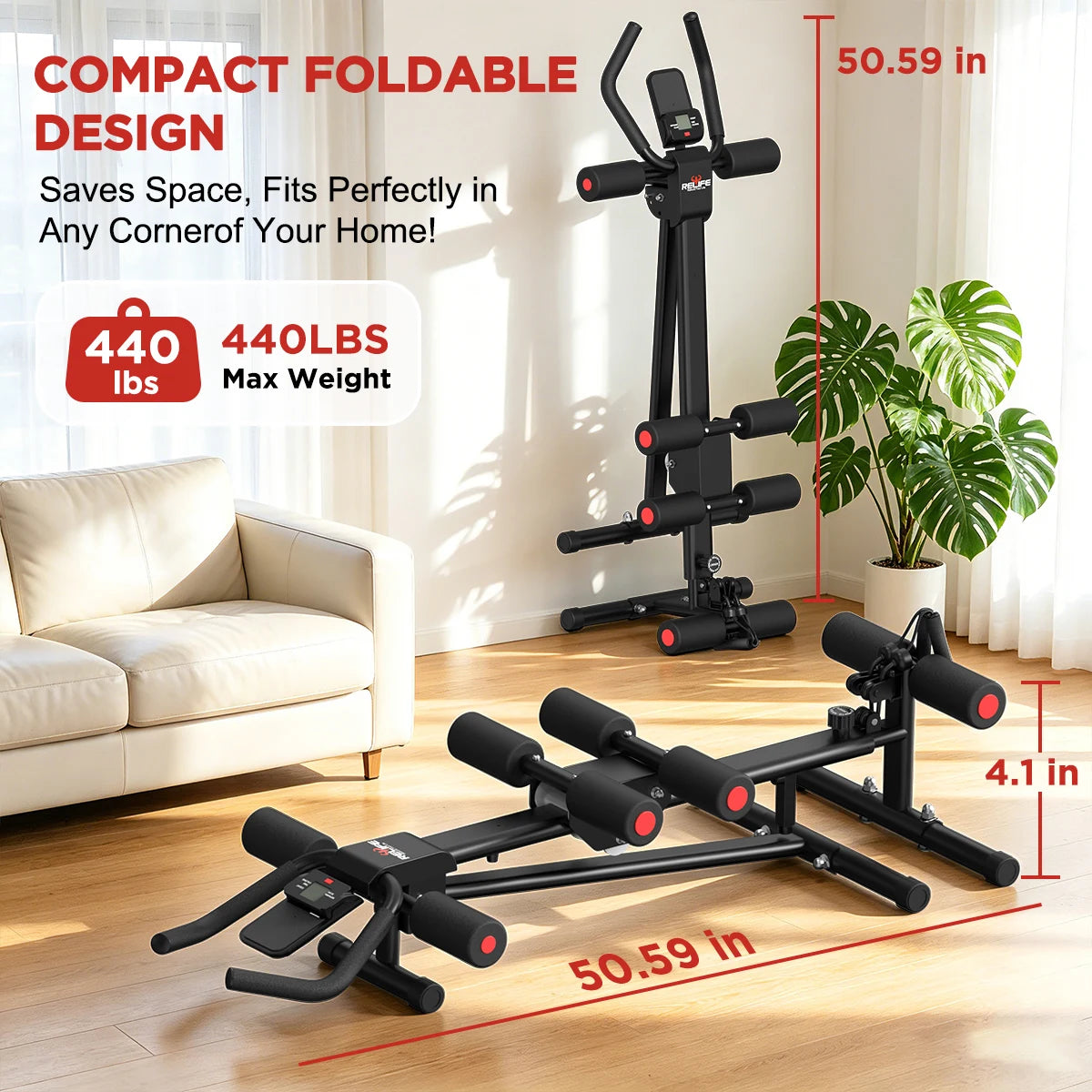 5 In 1 Adjustable Ab Trainer With Resistance Bands Core Training