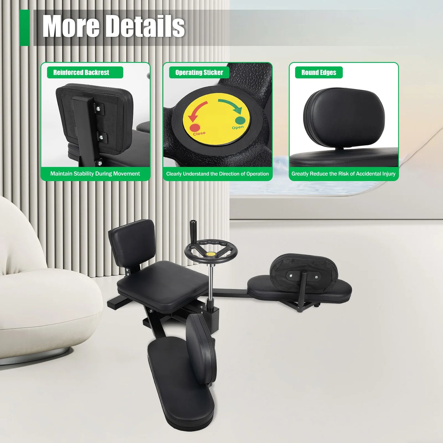 Leg Stretcher With Handwheel And Cushions