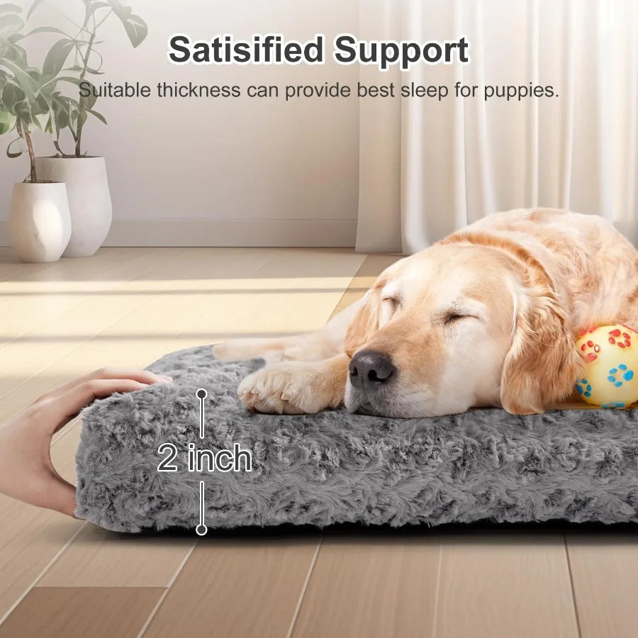 Lux Velvet Dog Bed For Dogs With Non Slip Bottom Crate Friendly