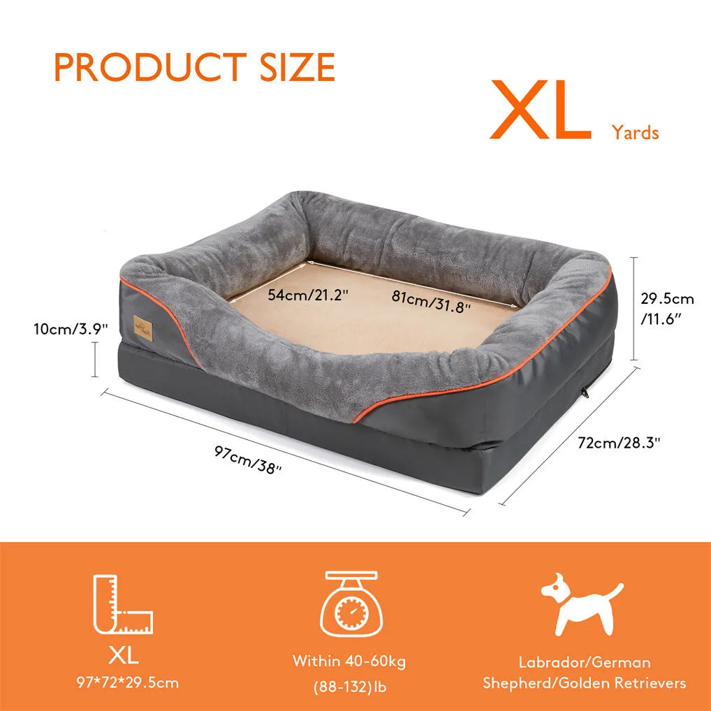 BORWART Orthopedic Memory Foam Dog Bed Sofa Removable Cover