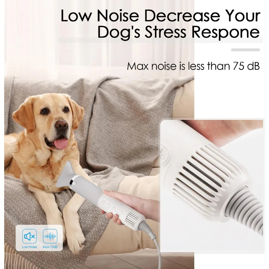 Dog Hair Dryer for Pet Grooming High Velocity Force Blower Lightweight Portable Dog Dryer for Small Medium Large Dogs Grooming