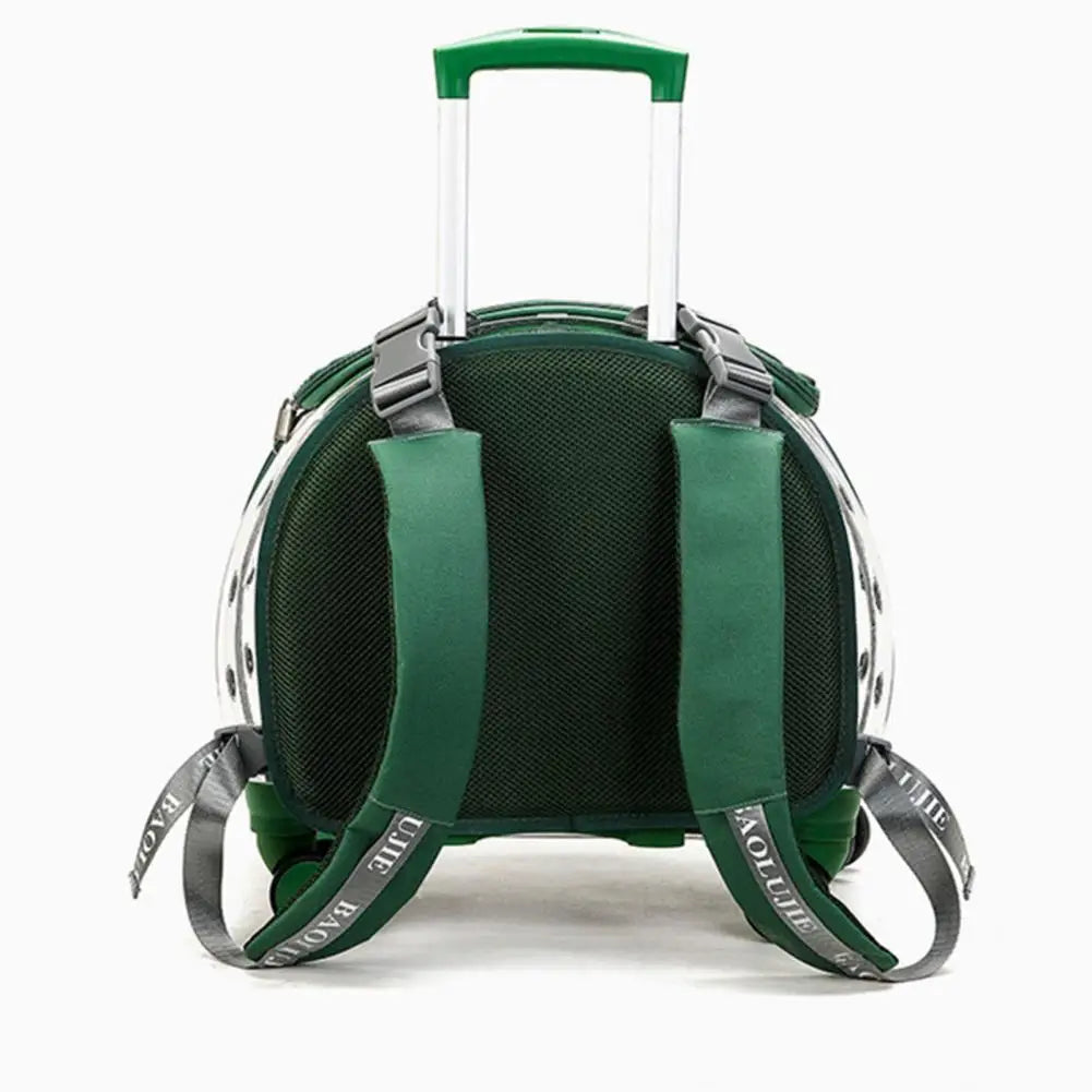 Pet Trolley Carrier Backpack With Clear Ventilation Holes Silent Wheels