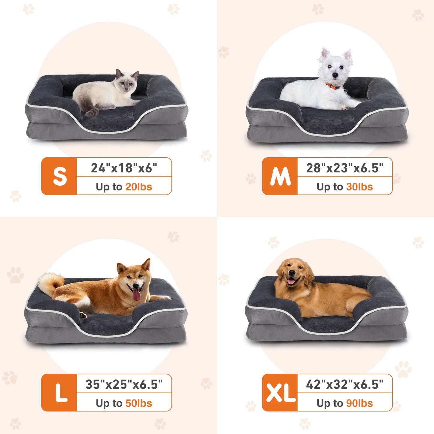 JHK Orthopedic Memory Foam Dog Bed With Waterproof Liner