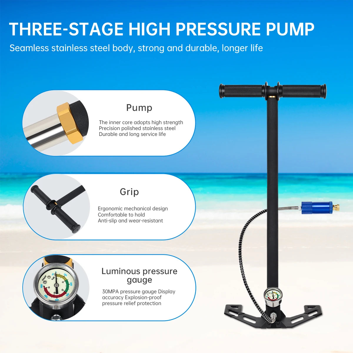 DIDEEP Mini Scuba Tank Set With Hand Pump Diving 200Bar