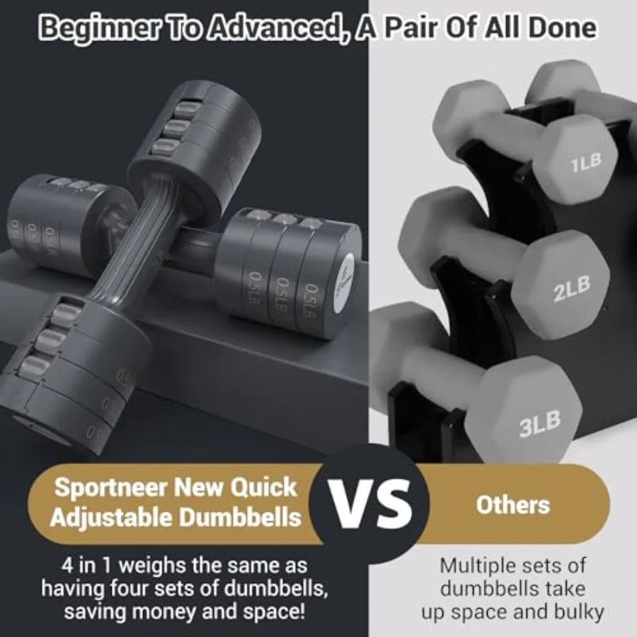 Adjustable Dumbbell Set 2-5 Lb Free Weights For Home Gym