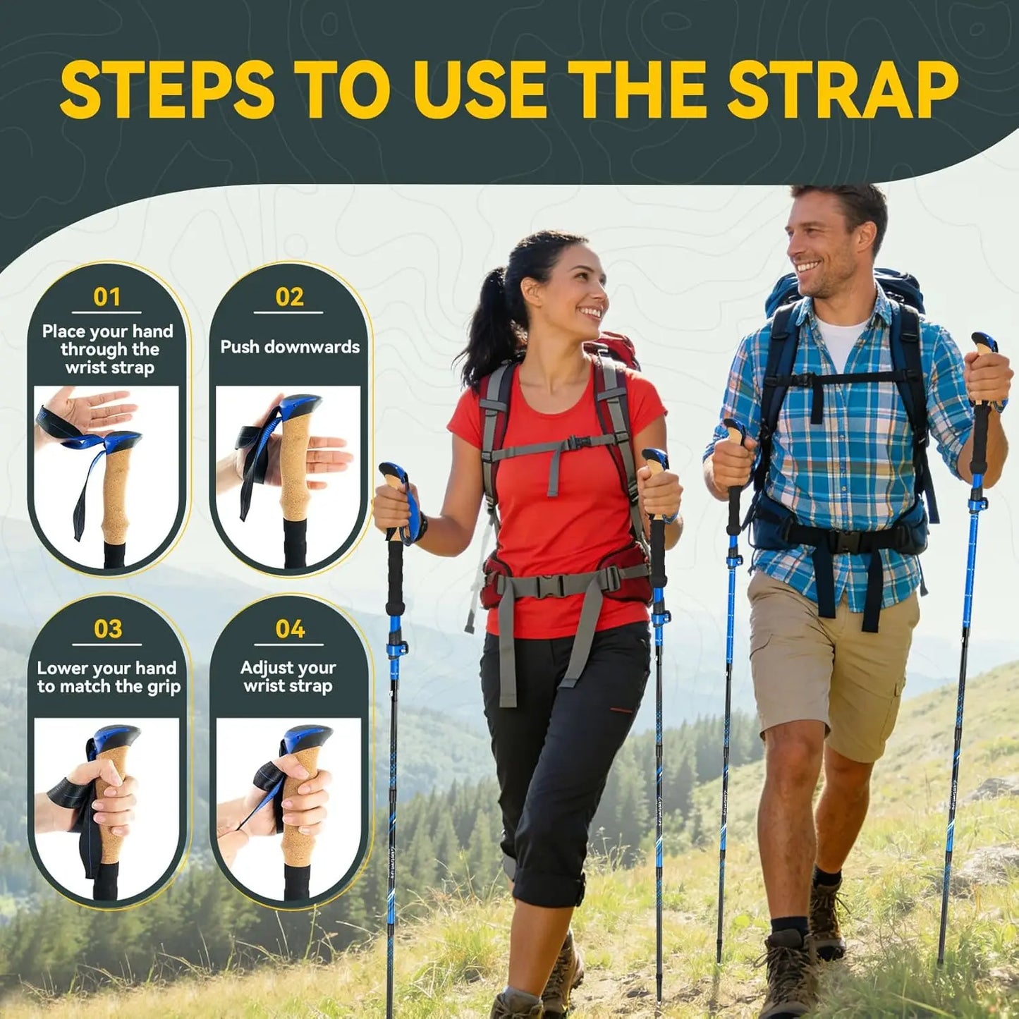 Carbon Fiber Folding Trekking Poles Ultra Light For Hiking