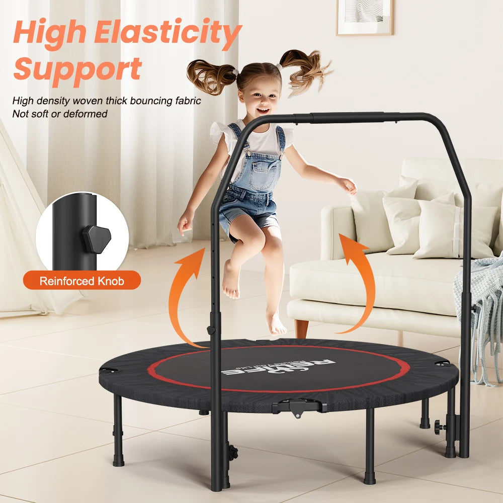 Relife Foldable Mini Trampoline For Home Fitness Adjustable Handle