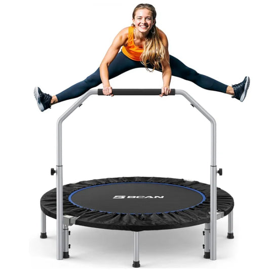 Foldable Mini Trampoline With Adjustable Foam Handle Rebounder For Adults