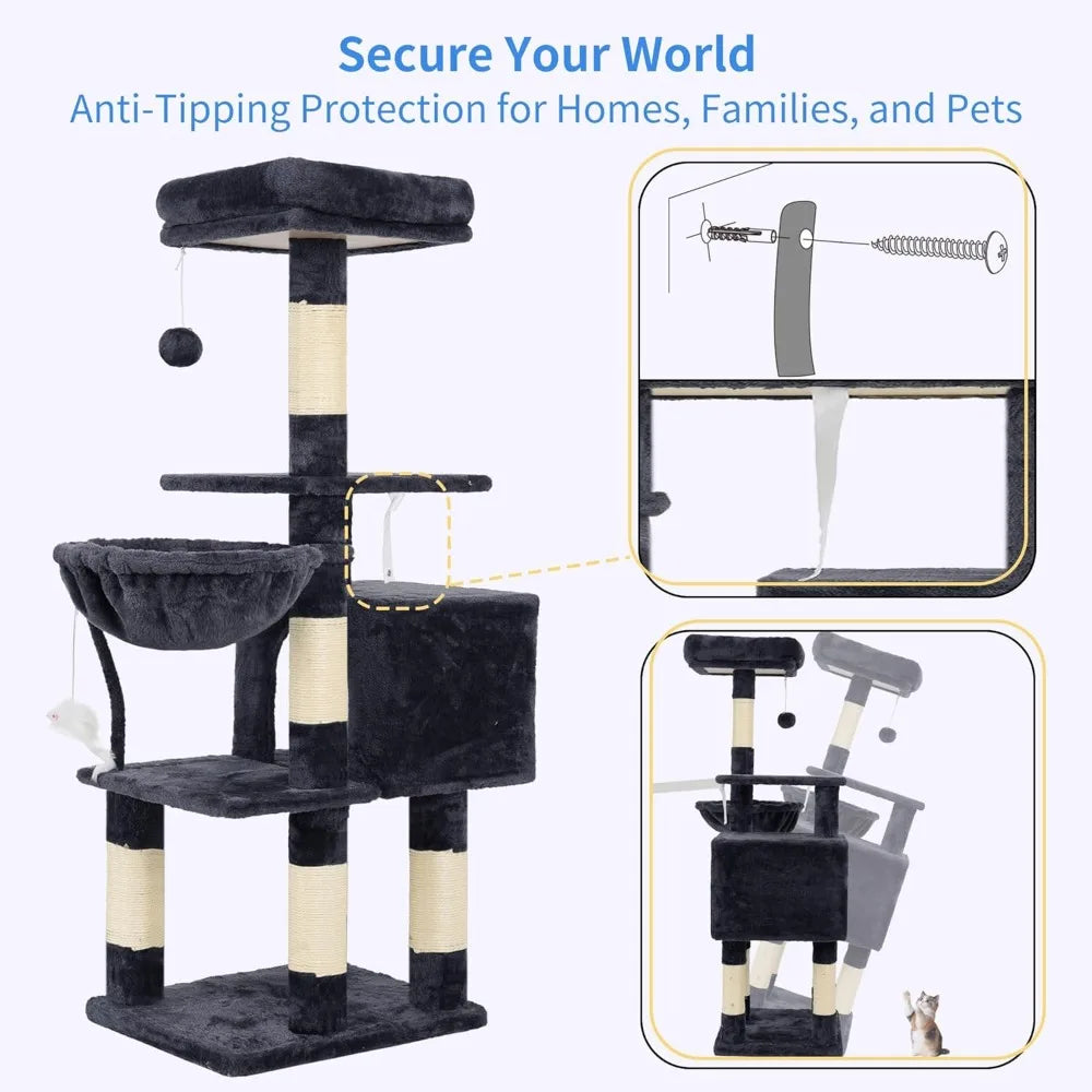 NBVCX Cat Tree Condo Indoor Tower With Plush Perch And Sisal Scratching Posts