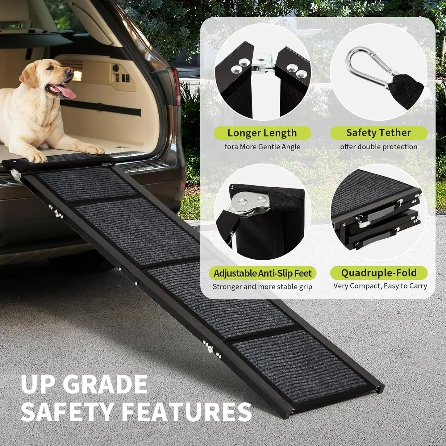 HiMISS Upgraded Car Dog Ramp With Non-Slip Surface