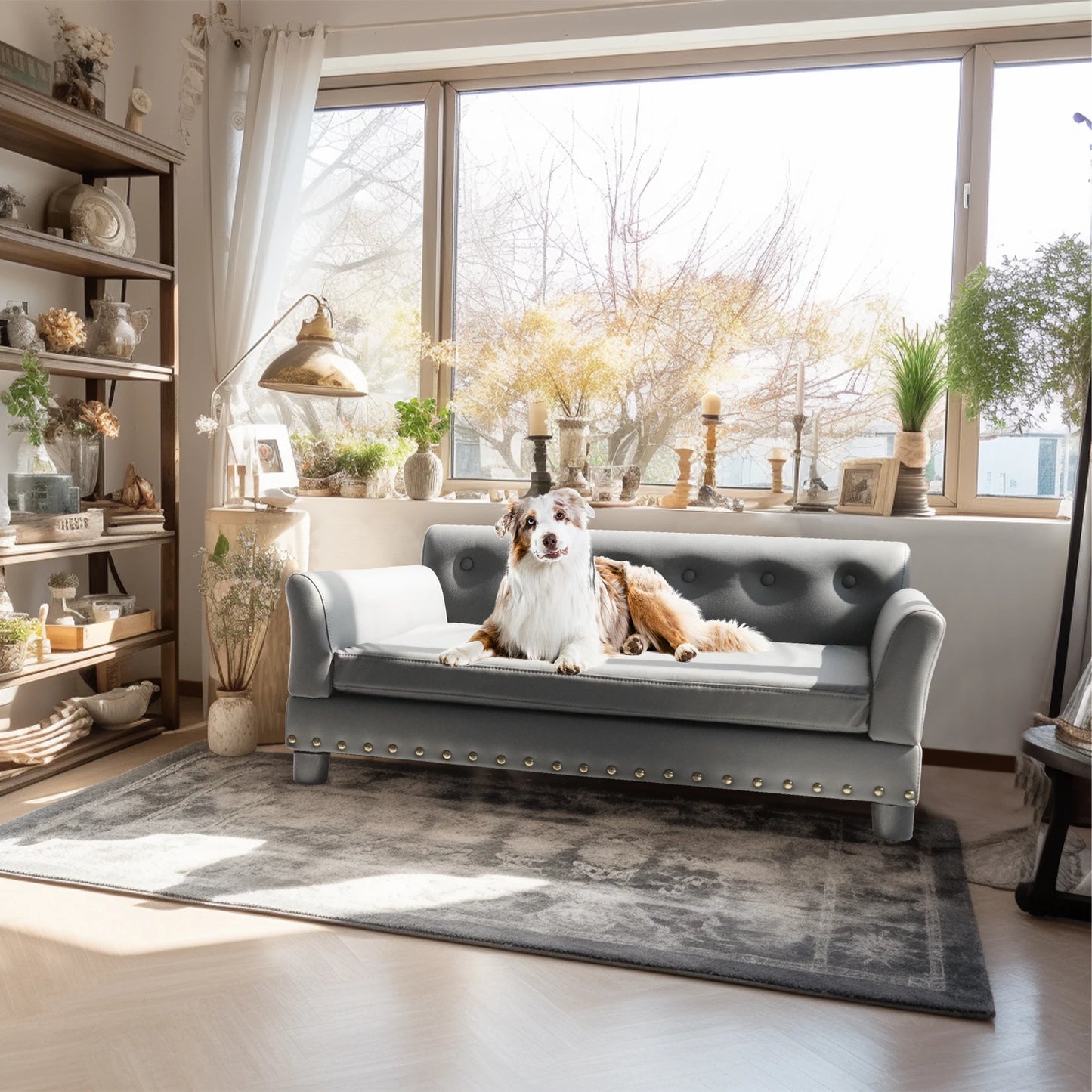 BINGOPAW Elevated Dog Bed Sofa Mat With Leather Cover Removable Cushion