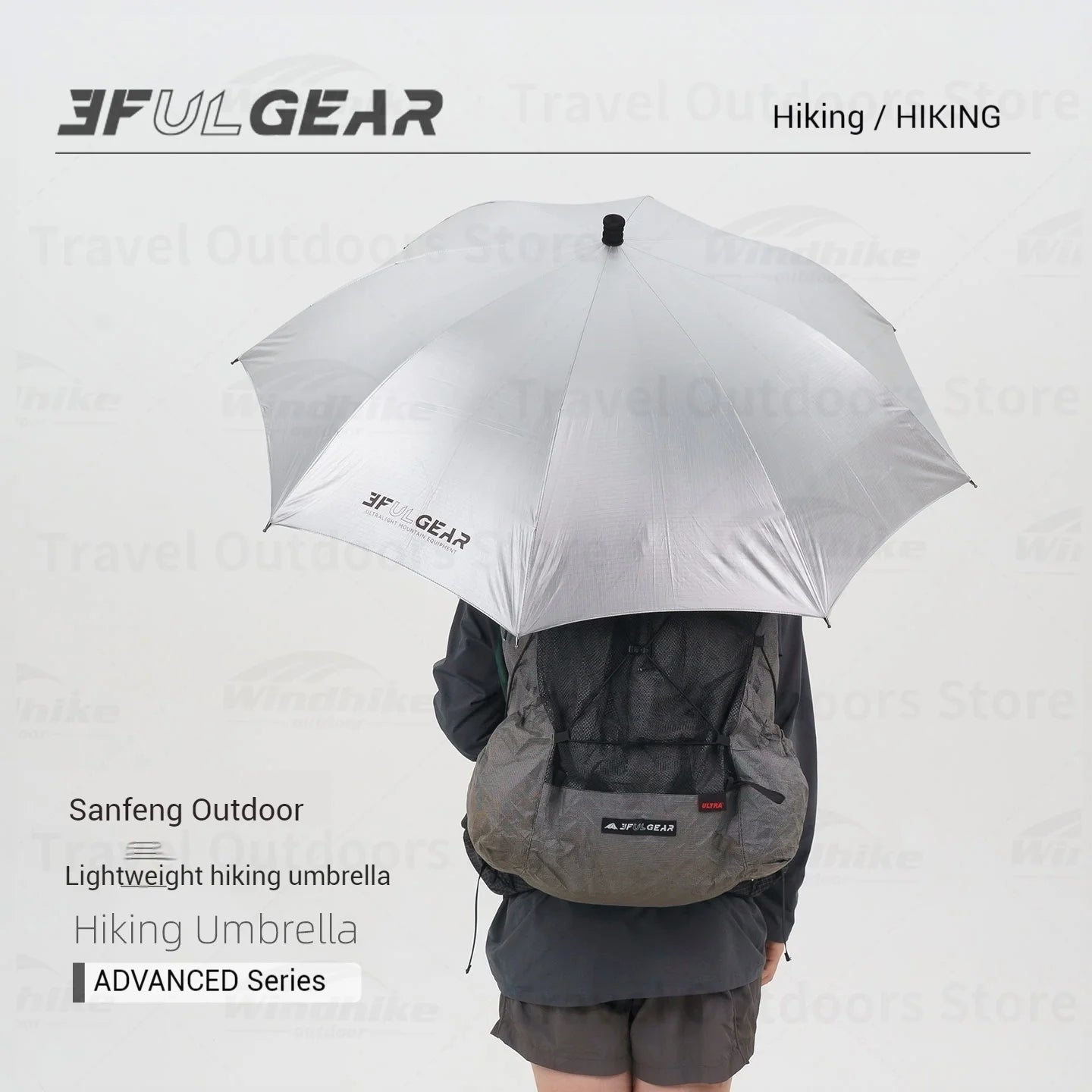 3F UL GEAR Hiking Umbrella Carbon Fiber Portable Rainproof Ultralight Hands-free for Outdoor Traveling Novelty Camping Equipment