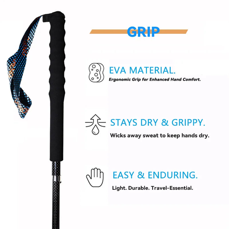 OKHEALING Foldable Carbon Fiber Trekking Poles For Nordic Walking