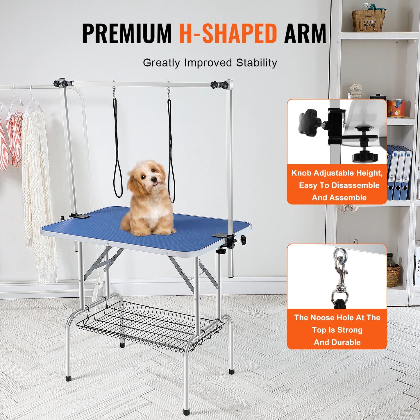 SucceBuy Dual Arm Pet Grooming Table With Foldable Dog Stand