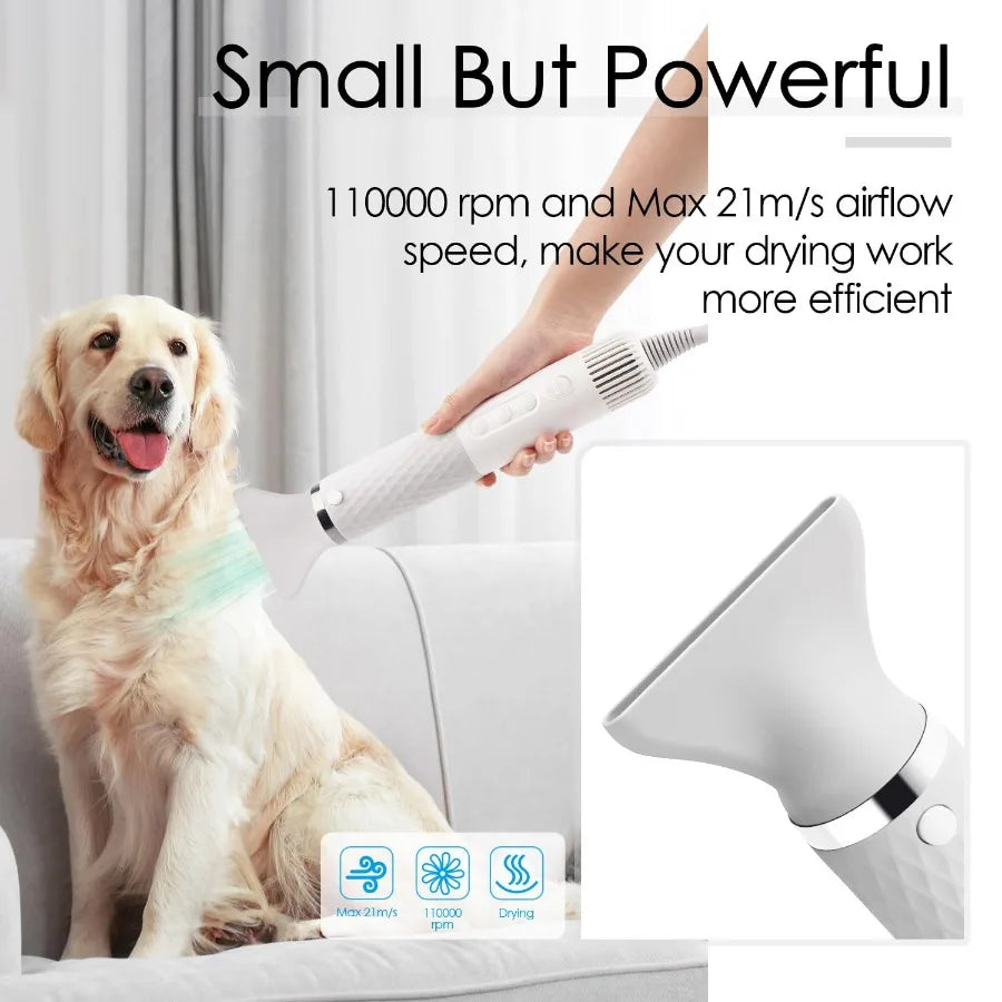 Dog Hair Dryer for Pet Grooming High Velocity Force Blower Lightweight Portable Dog Dryer for Small Medium Large Dogs Grooming