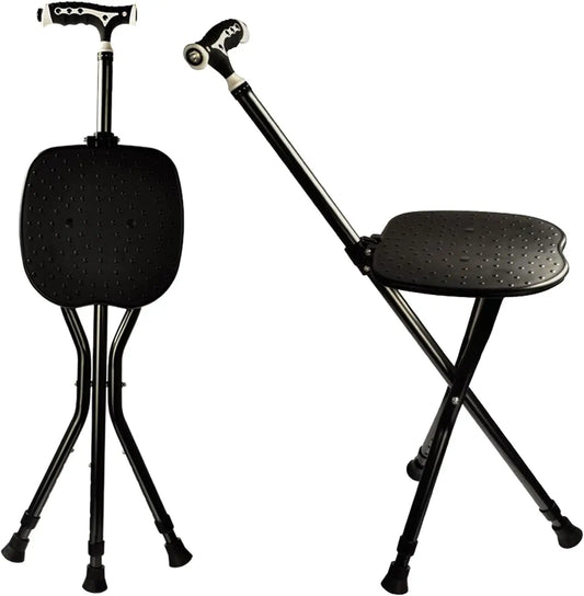 Folding Cane With Seat Adjustable Aluminum Walking Stick