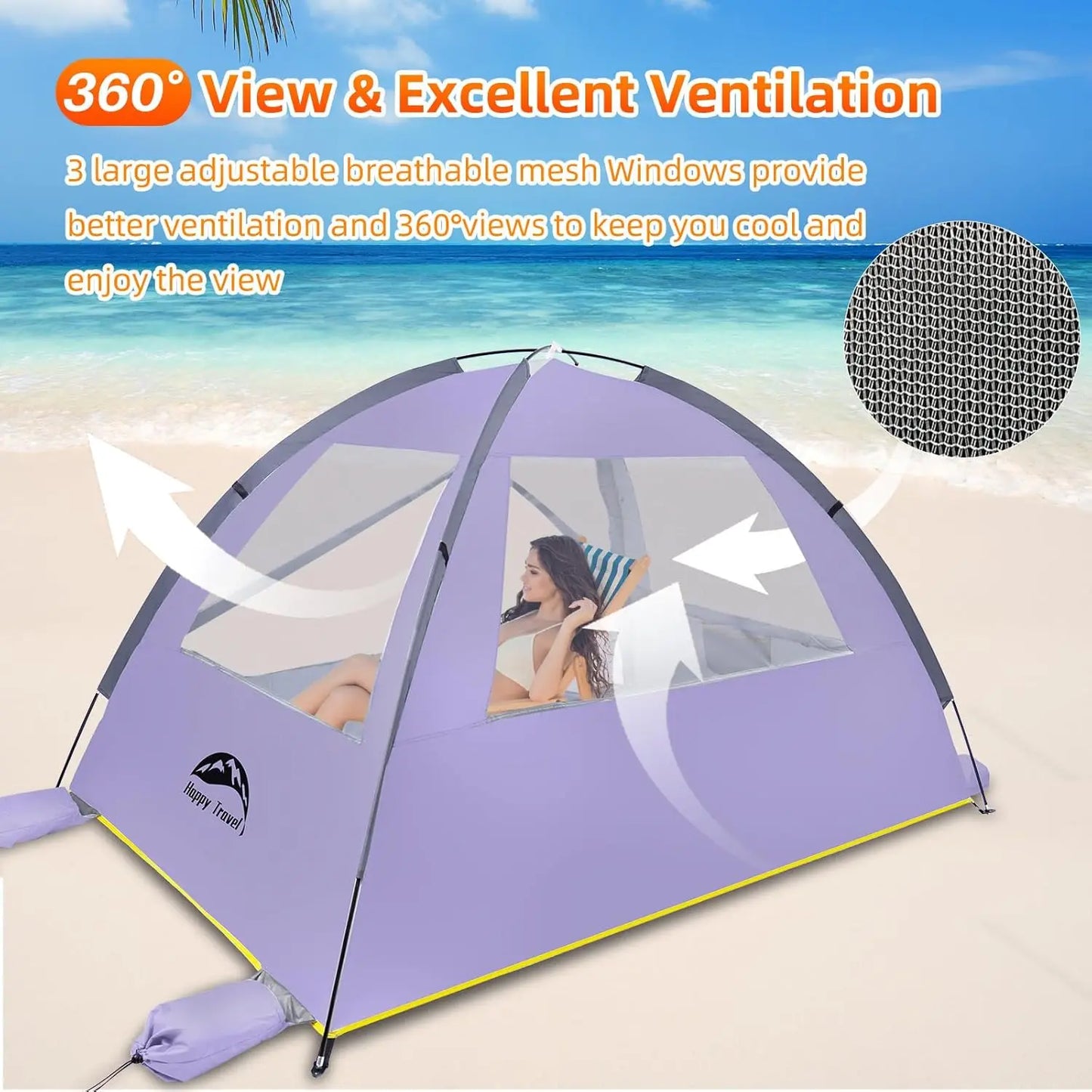 Portable Beach Tent UPF 50+ Sun Shade Shelter For Family