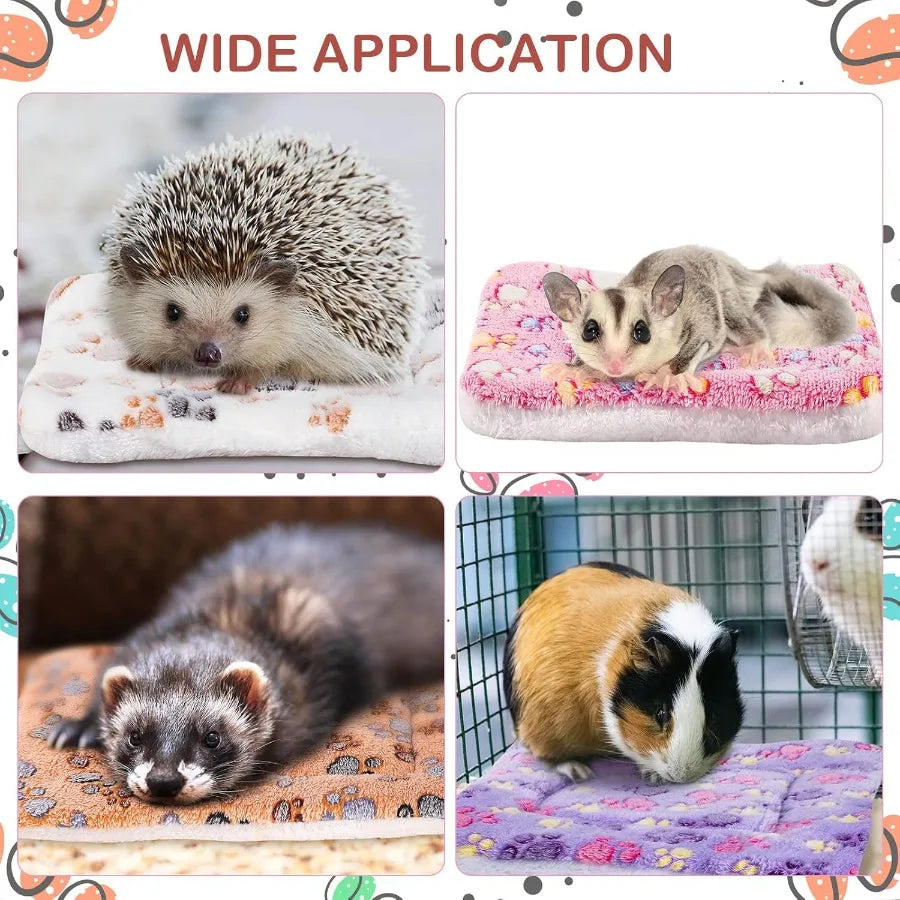 8 Pcs Reversible Fleece Bed Mat for Small Indoor Pets Including Guinea Pigs Cats and Dogs Warm Washable Soft Cushion for Kennel