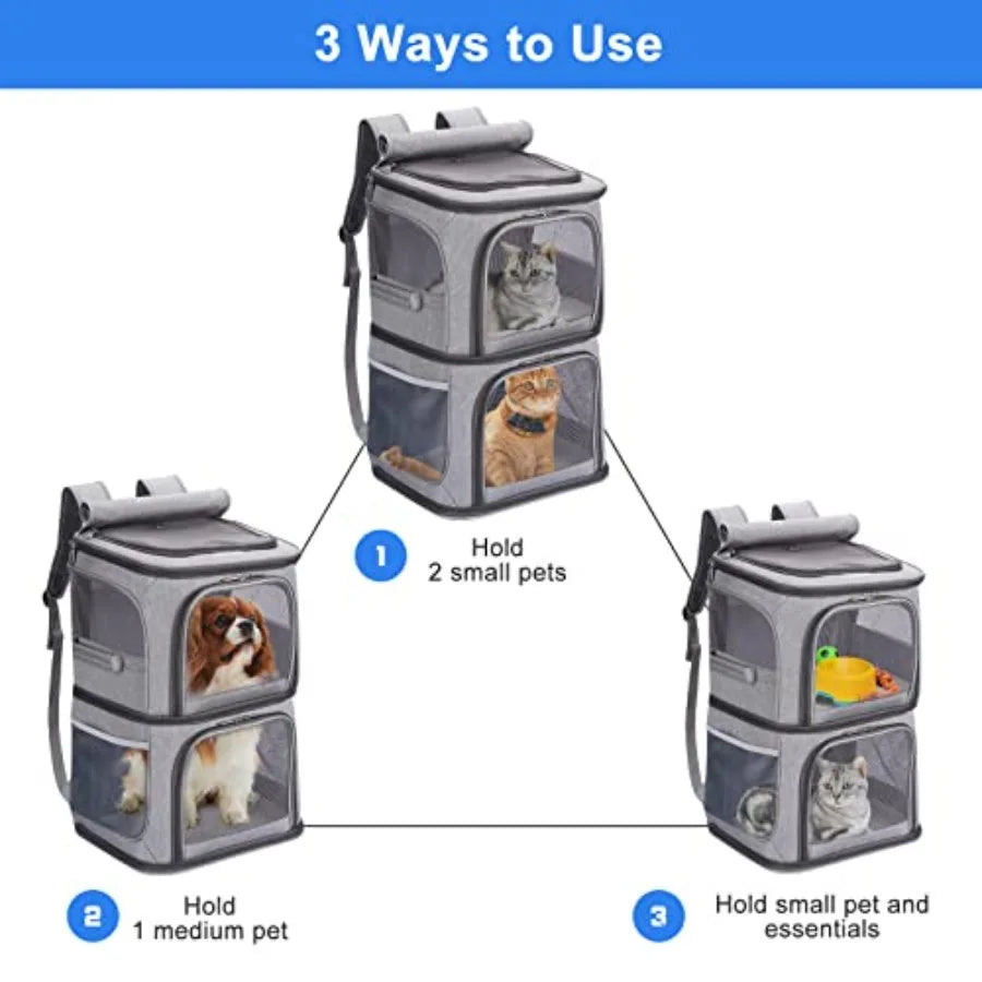 2-In-1 Pet Carrier Backpack For Small Cats And Dogs, Ventilated Travel