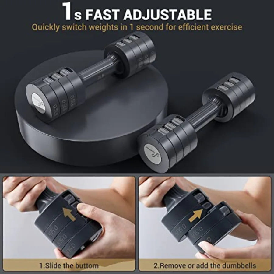 Adjustable Dumbbell Set 2-5 Lb Free Weights For Home Gym