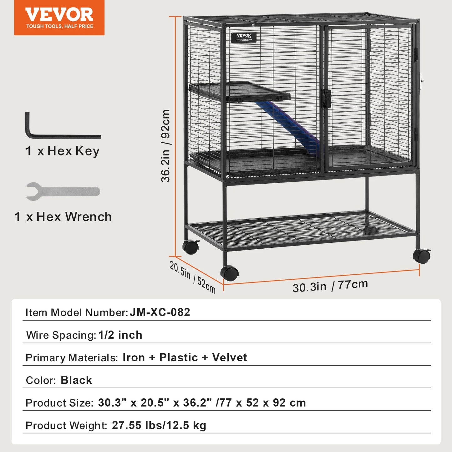 SucceBuy Ferret Cage 4-Tier Rolling Metal Cage for Small Animals