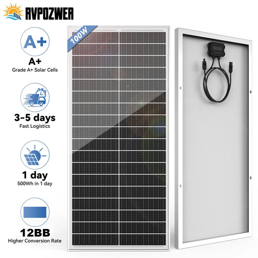 RVPOZWER 100W 12V Monocrystalline Solar Panel For RVs