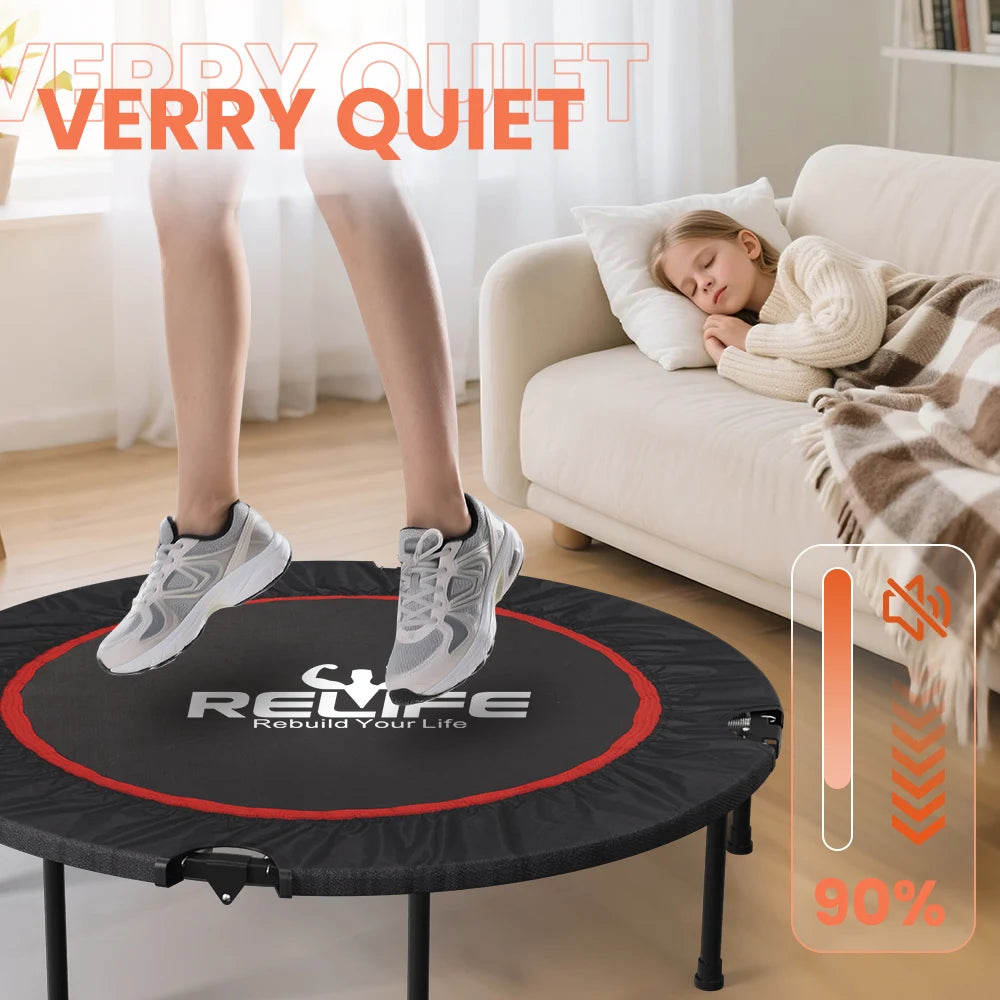 Relife Foldable Mini Trampoline For Home Fitness Adjustable Handle