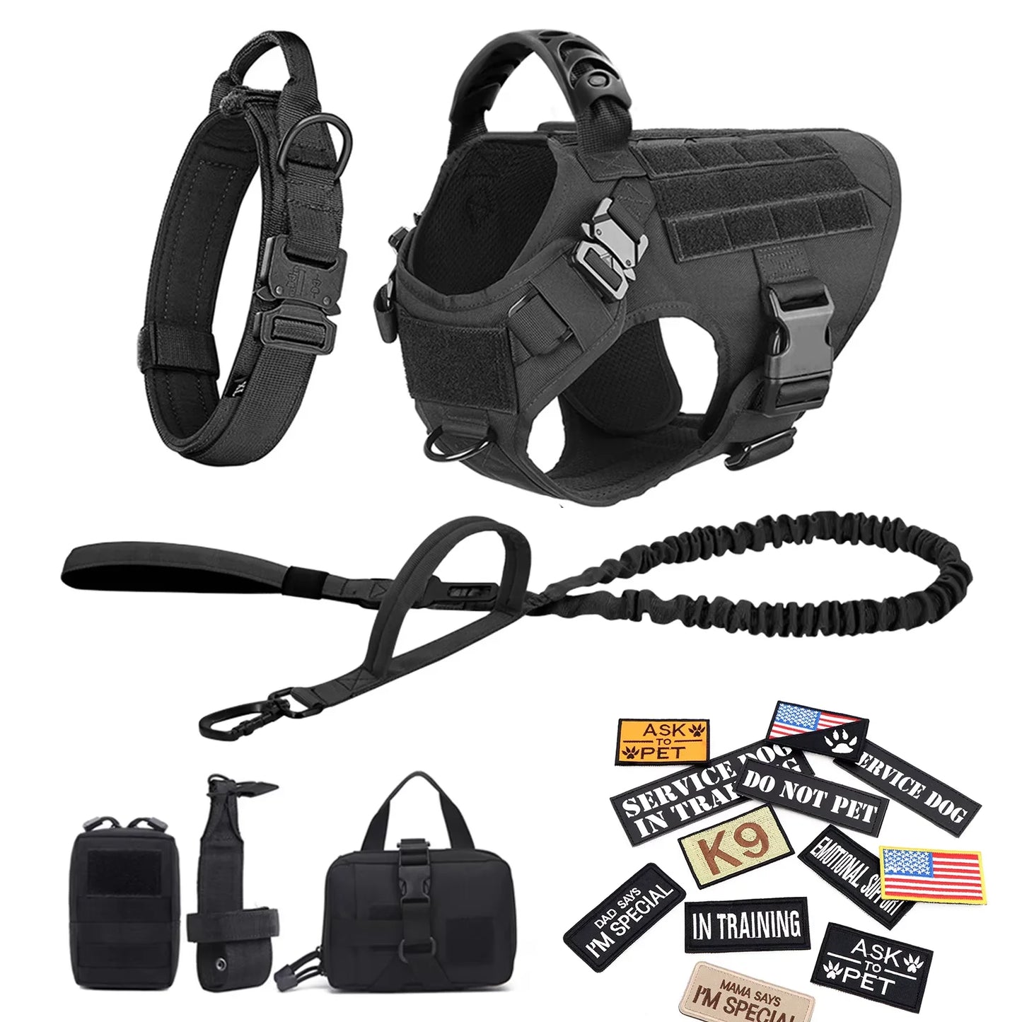 Military Dog Harness Vest Set For Malinois Training Tactical Accessories