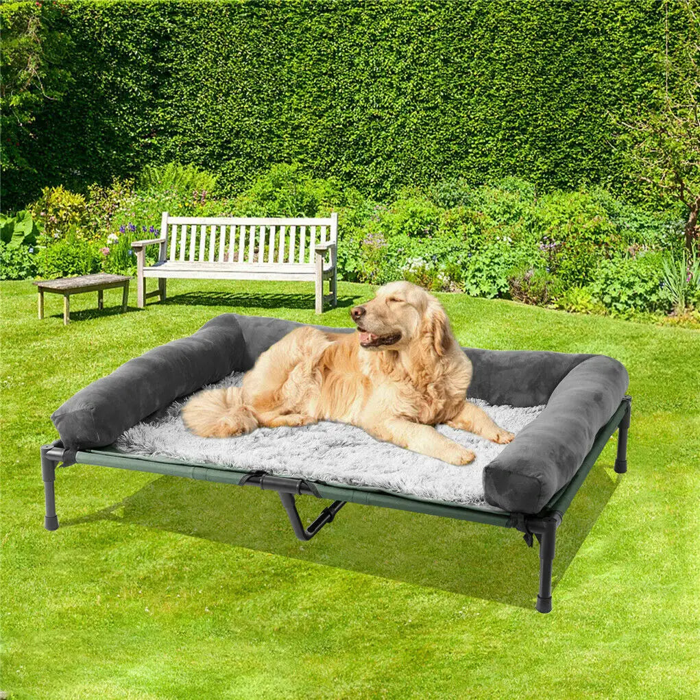 BINGOPAW Elevated Pet Lounger Bed With Detachable Bolster Cooling