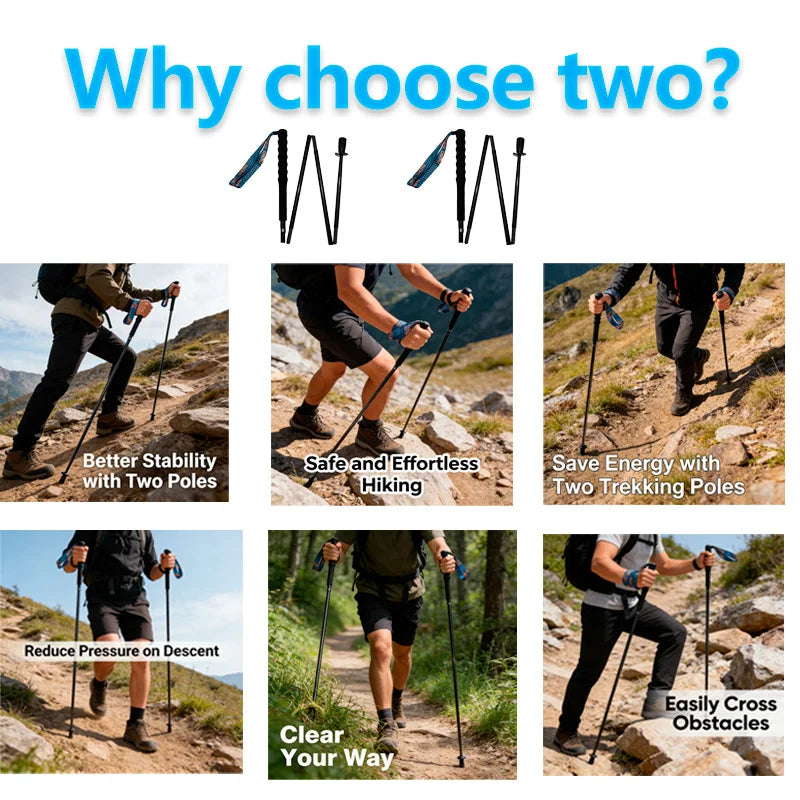 OKHEALING Foldable Carbon Fiber Trekking Poles For Nordic Walking