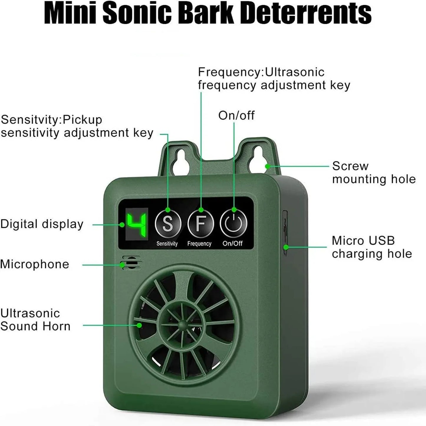 Ultrasonic Pet Anti-Bark Device Dog Pet Repeller Barking Control Deterrent Training Silencer Automatic Dog Barking Stop Device
