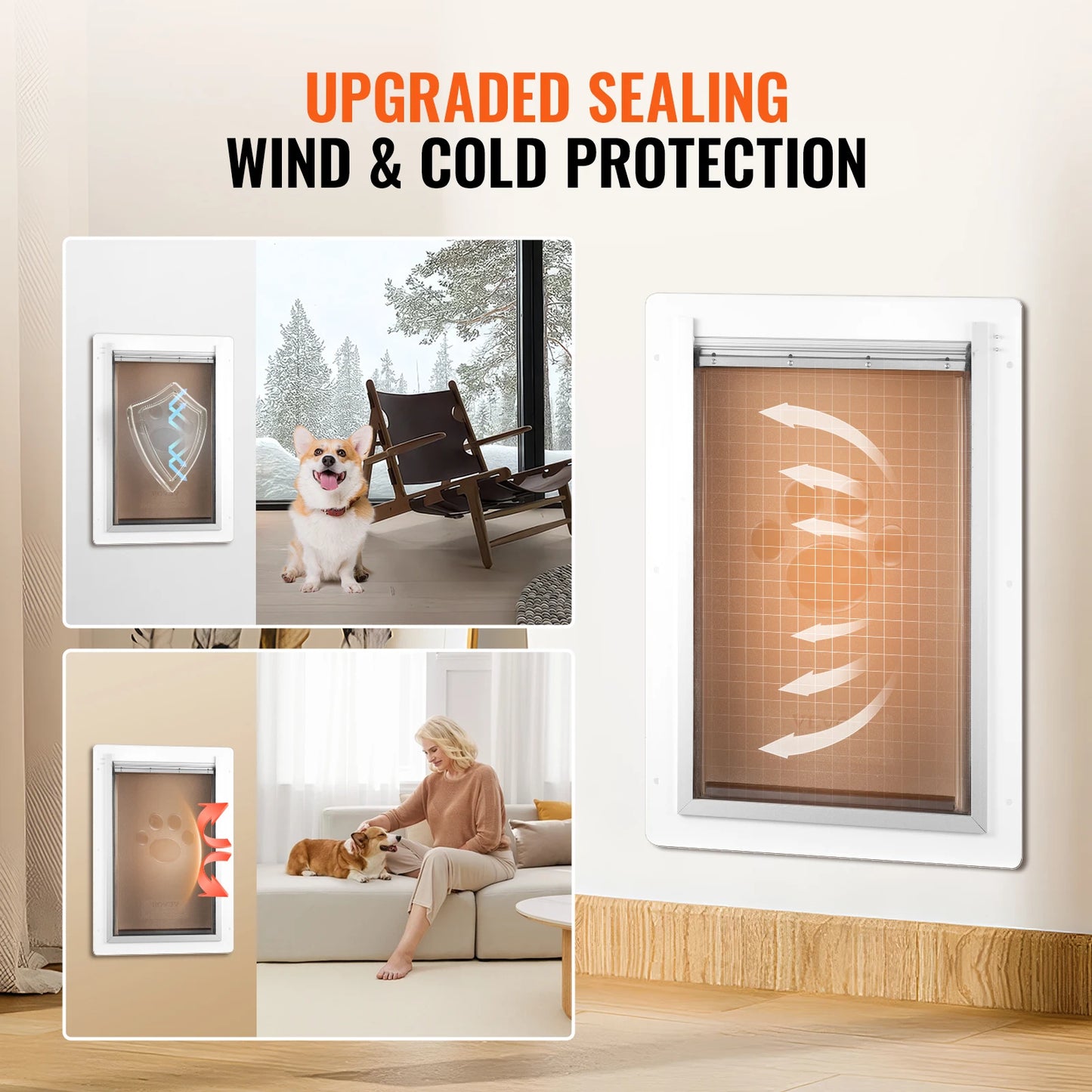 Pet Door With Metal Frame Lock System Three Flap Weatherproof