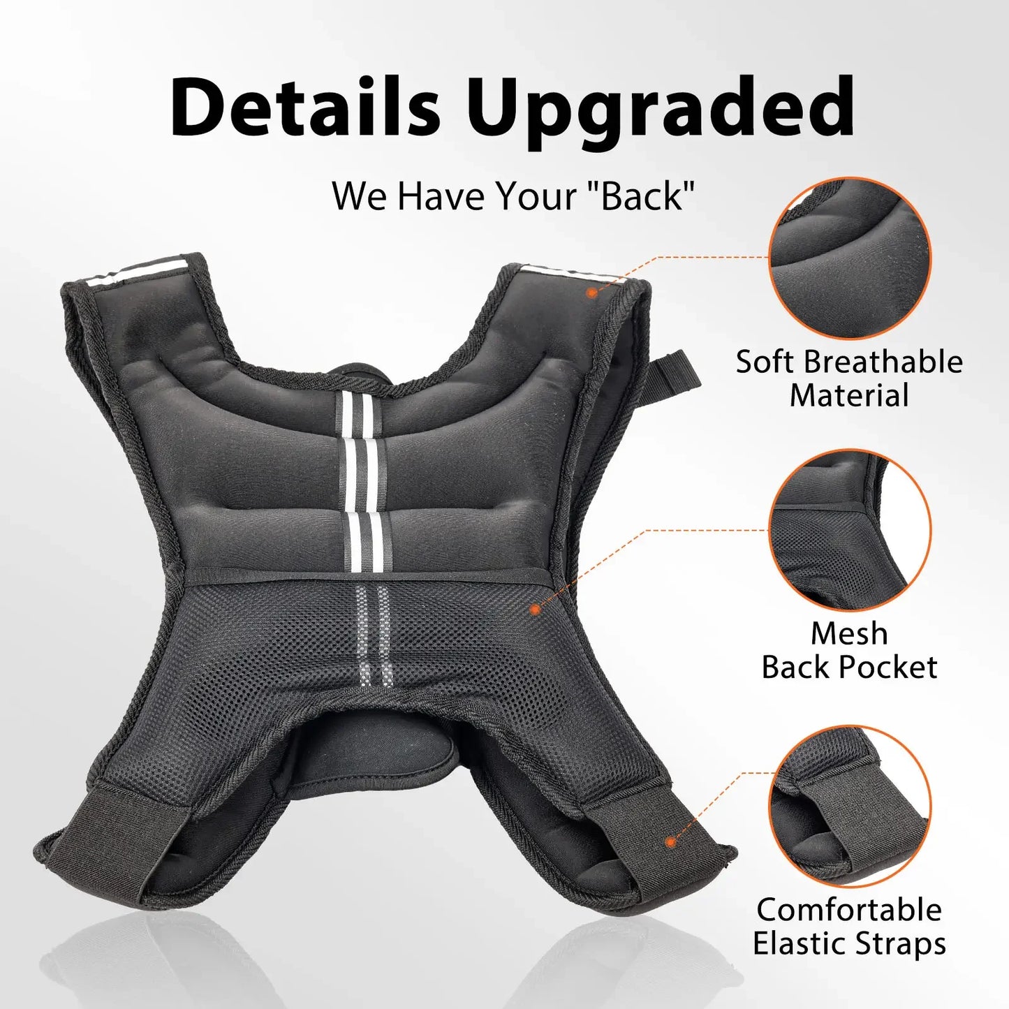 12lb 16lb Weighted Vest With Adjustable Straps And Reflective Stripe