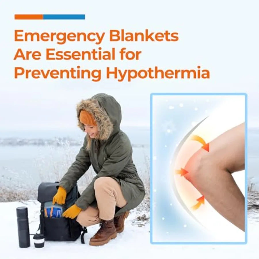Emergency Blankets 120 Packs 84 L x 52 W Survival Gear for Family Homeless Emergency Warmth Bulk Reusable Mylar Thermal Blanket